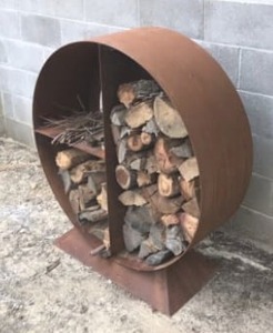 Rustic Wood <b>Logs</b> Holder Garden Supplies Wood Storage Rack Round Metal Brackets <b>Fire</b> <b>Pit</b> Wood Storage Holders Rack Garden Items - Product Image 6