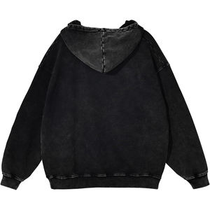 Material de alta calidad hecho Streetwear Sudadera con capucha Cremallera en blanco Lavado ácido Sun Faded Bolsillos desgastados Sudaderas con capucha con logotipo personalizado - Product Image 2