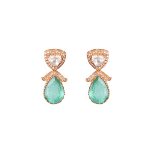 Ensemble collier et boucles d'oreilles Gajaah en argent sterling 925 plaqué or pur traditionnel pour femmes, bijoux de mariée et de fête - Product Image 2