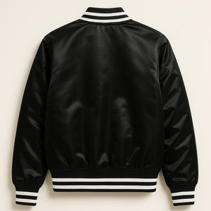 Veste en satin brodée à fermeture éclair pour l'hiver |   Blouson Bomber Léger de Haute Qualité |   Vêtements de rue personnalisés avec logo sur un support solide pour - Product Image 2