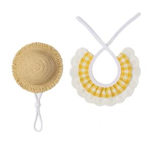 Ensemble de costume de canard avec chapeau de paille et col en dentelle, motif écossais jaune, design amusant pour festival, fête, jardin, décoration de canard - Product Image 2