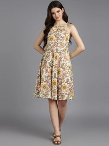 Robe d'été en coton indien fait à la main sans manches imprimé floral fête porter taille naturelle élégant cadeau personnalisé en vente! - Product Image 2