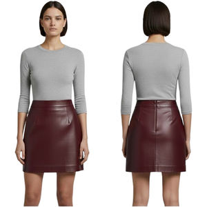 Jupe crayon en cuir marron de qualité supérieure pour femmes, vintage, satinée, respirante, taille haute, coupe ajustée, pour le bureau et les soirées - Product Image 3