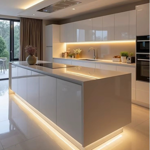Armoire de cuisine moderne pliable en MDF avec portes en verre - Conception gain de place pour divers types de pièces - Product Image 1