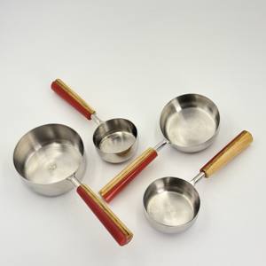 Juego de Tazas y Cucharas Medidoras de Acero Inoxidable con Mango de Resina de Madera, Pulido Espejo, Herramienta Cuantitativa para Hornear y Cocinar - Product Image 2