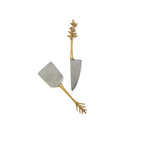 Couteau à fromage en acier inoxydable Couteau de cuisine dentelé doré pour hacher le fromage en métal - Product Image 2