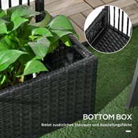 Jardinière surélevée en rotin tressé pour jardin et cour avec treillis, pour fleurs et légumes, en noir, gris, marron
