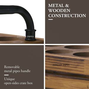 Rustic Burnt Wood <b>Beer</b> <b>Bottle</b> <b>Crate</b> Caddy with Handle Vintage Style <b>6</b>-Pack Carrier for Beverages, Home Bar, and Gifting - Product Image 2