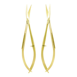 Ensemble de micro ciseaux couleur or poignées russes antidérapantes ciseaux à cils à ressort en acier inoxydable - Product Image 5