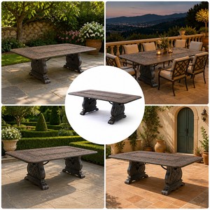 Tavolo da Pranzo Quadrato in Alluminio Pressofuso Durevole con Gambe in <span class=keywords><strong>Ferro</strong></span> <span class=keywords><strong>Battuto</strong></span>, Stile Europeo, Arredamento da Esterno per Giardino - Product Image 5