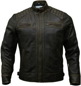 เสื้อโค้ทหนังแท้สำหรับผู้ชาย, เสื้อโค้ทอบอุ่นคอตั้งกันลมและผ้าแคนวาสแฟชั่นใหม่สำหรับฤดูหนาว - Product Image 4