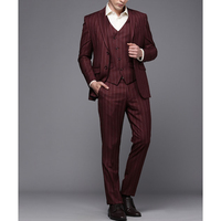 Costume de mariage 3 pièces de luxe pour homme, qualité supérieure, coupe ajustée, couleur unie, respirant, en laine/soie, anti-plis, blazer de smoking pour soirée