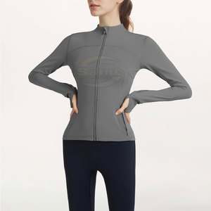 Veste longue zippée en tricot ajustée pour femme, tissu léger et respirant, coupe ajustée - Product Image 1