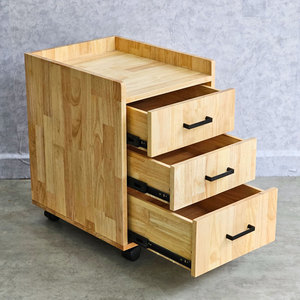 Rubber Wood Minimalist 3-Compartment Mobile Personal <b>Locker</b> 40x50x55cm-TCN68044 - Product Image 3