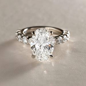 Bague de fiançailles Moissanite de 9x11mm coupe ovale | Bague en or ou en argent avec pierre latérale | Anniversaire de mariage de mariée bijoux fins OEM - Product Image 1