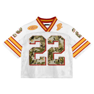 Équipe sportive personnalisée sublimée col en V maille maillots américains personnalisés maillot de football Vintage Streetwear conception personnalisée - Product Image 6