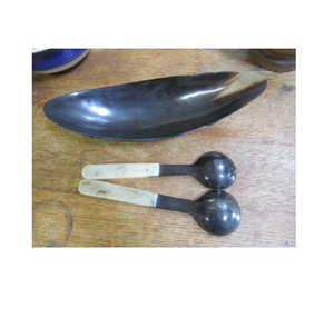 Buffalo Horn Salad <b>Serving</b> <b>Spoon</b> with steel handle Natural Horn Color salad server for Party Wedding Dinner <b>Spoon</b> - Product Image 5