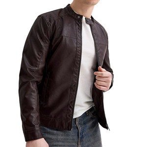 แจ็กเก็ตขี่จักรยานมีซิปสำหรับผู้ชาย100% หนัง PU ดีไซน์แฟชั่นคุณภาพสูงสินค้าใหม่ - Product Image 4