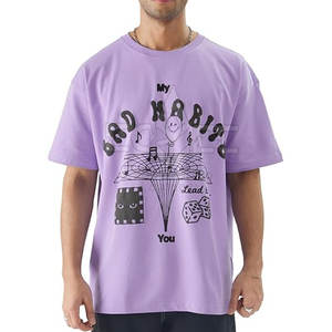 Cómoda Camiseta estampada de gran tamaño antiarrugas 100% algodón camiseta personalizada para hombres al por mayor Camisetas estampadas de gran tamaño para hombres - Product Image 1