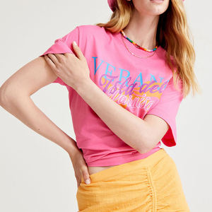 เสื้อยืดคอกลมผู้หญิงเข้ารูปคอกลมผ้าคอตตอน100% เป็นมิตรกับสิ่งแวดล้อม2025ใหม่ - Product Image 4