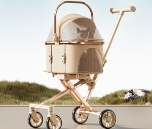 Detachable Pet Stroller for <b>Small</b> Dogs Cats Foldable 4-Wheel Travel Cart Removable Carrier Oxford Fabric Two-Hand Folding - Product Image 3