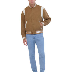 Chaqueta Varsity de Lana Ecológica a Prueba de Viento para Hombre, Diseño Delgado de Invierno con Cuello Alto Liso, Personalizable, Venta al Por Mayor, Moda 2024 - Product Image 5