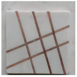 Heart Shaped White Marble and Acacia Wood Table <b>Coaster</b> <b>Drink</b> Beverage <b>Coaster</b> <b>for</b> Party - Product Image 3