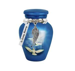 Mini urna pequeña de palomas blancas para cenizas Love Charms Opción Urnas de aluminio para cenizas humanas - Product Image 5