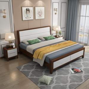 High Quality Wooden Bedroom <b>Beds</b> Bedside Storage Scandinavian Natural Solid Wood <b>Platform</b> <b>Bed</b>, Simple & Elegant Design - Product Image 2