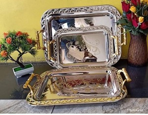 Steel Serving Tray With Rectangle Shape Glossy Finished Decorative Serving Tray Made Metal For Home & Hotel Decor - Product Image 2