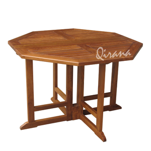 Table Gateleg octogonale en teck 120 CM Table de jardin mobilier d'extérieur parfait pour le pique-nique et les meubles de jardin - Product Image 2