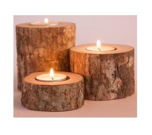 Portavelas de madera artesanal sostenible, ideal para temas interiores ecológicos, iluminación romántica y decoración navideña - Product Image 1