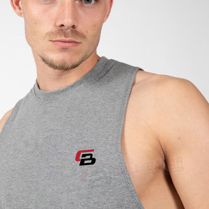 เสื้อกล้ามออกกำลังกายผู้ชายสีพื้นระบายอากาศได้ดีเสื้อกล้ามออกกำลังกายเล่นฟิตเนสผ้าถักนุ่มขายส่งใหม่ - Product Image 4