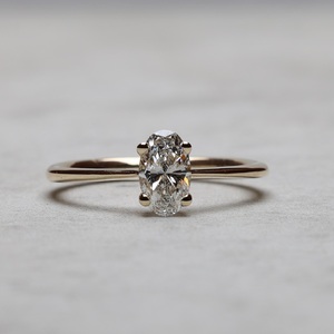 8x6mm Oval Cut Moissanite <b>Solitaire</b> Engagement <b>Ring</b> in Gold or <b>Silver</b> | Elegant Wedding Jewelry - Product Image 1