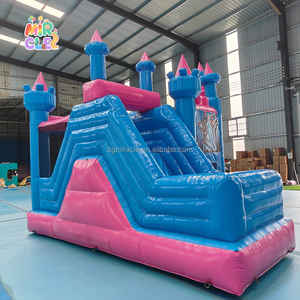 Château Gonflable Princesse Commercial Combo avec Toboggan, Bleu <span class=keywords><strong>Rose</strong></span> Jumping Castle pour Location Anniversaire Filles - Product Image 4