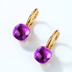 ALLNOEL Boucles d'oreilles pendantes pour femme en argent sterling 925, classiques et adorables, avec améthyste verte et fuchsia, plaqué or avec design tombant - Product Image 5