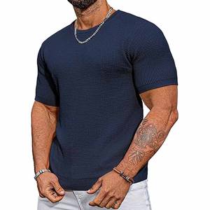 Camiseta sólida de manga corta para hombre, camiseta informal de secado rápido 100% de algodón para hombre, Camiseta holgada de tendencia subida por Dress Sports - Product Image 1