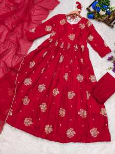 Magnifique Kurti semi-cousu en soie Georgette de style indien et pakistanais pour femme, idéal pour mariage ou soirée, avec dupatta lourd - Product Image 2