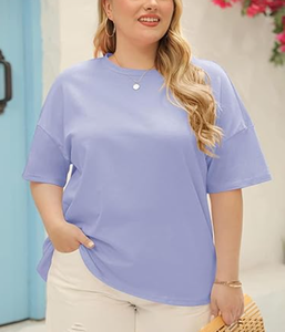Mejor venta Precio de fábrica Europa América Tallas grandes Camisetas de mujer Logotipo personalizado Algodón Camisetas de mujer de gran tamaño para el verano - Product Image 1