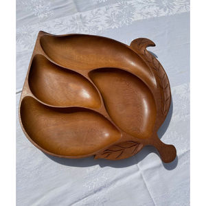 Plateau de fruits et de nourriture en bois pur pour décoration de mariage Plateau à 4 cloisons pour la maison et les ustensiles de cuisine - Product Image 5