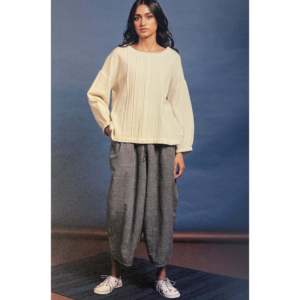 กางเกงฮาเร็มผ้าฝ้ายทอมือ Mahira ผ้าทอระบายอากาศได้เอวสูง - Product Image 1