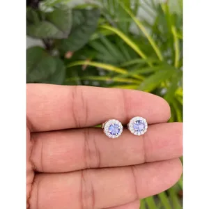 925 <b>Silver</b> <b>Stud</b> Earrings Natural Tanzanite Trendy Romatic Gold for Wedding Engagement Anniversary Amethyst Quartz Diamond Pearl - Product Image 4