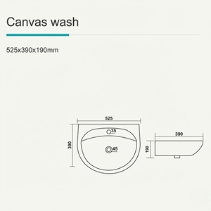 Lavabo Moderno de Cerámica de Una Pieza Suspendido en la Pared para Villa y Hotel - Product Image 2