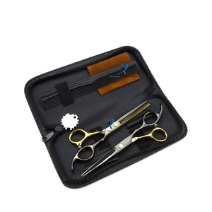 Tijeras de corte de pelo de peluquero recubiertas de PVD de grado de salón, tijeras afiladas, estilismo de aseo, borde de afeitar, herramienta de adelgazamiento de precisión para el cabello - Product Image 1
