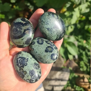 Cristal de piedra de Palma de jaspe Kambaba verde de alta calidad, venta al por mayor, energía pulida a granel, bolsillo curativo, piedra de Palma, meditación Feng - Product Image 6