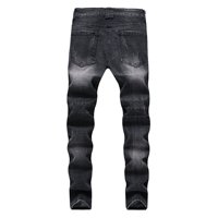 Nouvelle Collection 2026 – Jean Skinny Distressed Empilé en Denim pour Homme avec Patchs – Pantalon Tendance pour Hommes