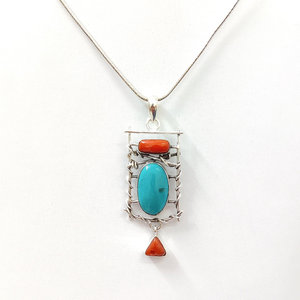 Multi-Stone Religious Jewelry <b>Pendant</b> (8.6 Grams) Featuring Turquoise <b>Opal</b> Amethyst Agate Onyx Crystal Diamond Bezel Setting - Product Image 1