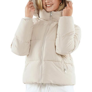 OEM Women's Quilted <b>Winter</b> Jacket Warm Quick-Dry Waterproof Crop Top Puffer Bomber Style Zipper Woven <b>Hooded</b> <b>Coats</b> <b>Ladies</b> - Product Image 3