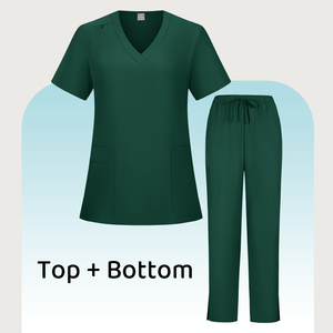 Hauts et pantalons solides élastiques pour infirmières médecins dentistes vétérinaires hôpital clinique pour animaux de compagnie gommages ensembles d'uniformes col montant manches courtes - Product Image 4