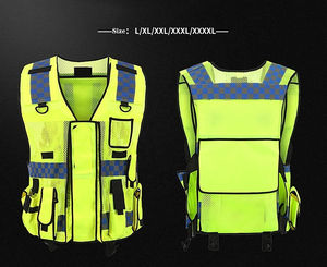 Gilet de sécurité en maille fluorescente en polyester antistatique certifié CE, personnalisable avec logo, noir, haute visibilité, pour la construction - Product Image 5